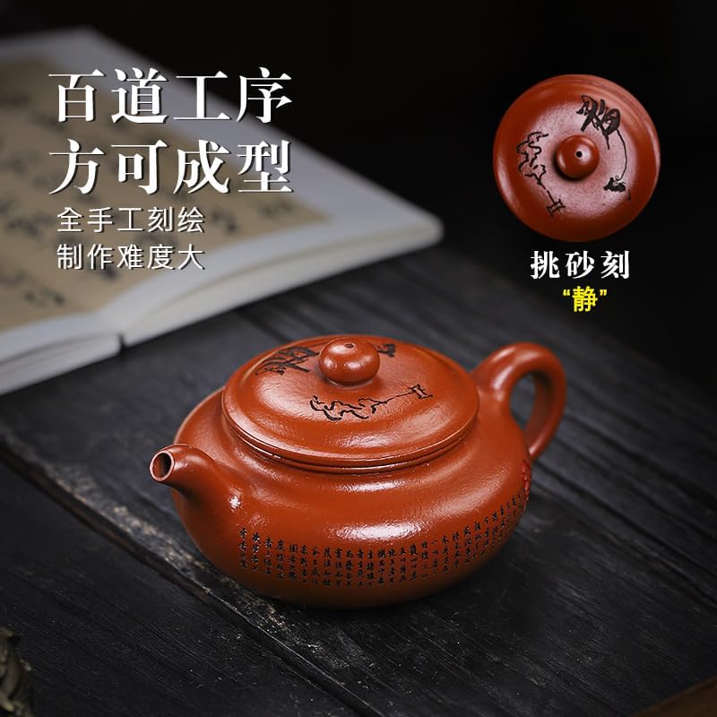 Handmade Zisha Teapot, Chinese Yixing Purple Clay Tea Pot 280cc,Chinese Kungfu Brew Infuser Loose Leaf Tea