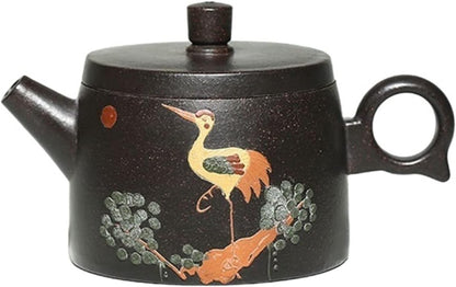 Tea Kettle 180ML Small Single Teapot Handmade Zisha Teapot Delicate Crane Pattern Kung Fu Teapot Durable Tea Maker Loose Leaf Tea Maker