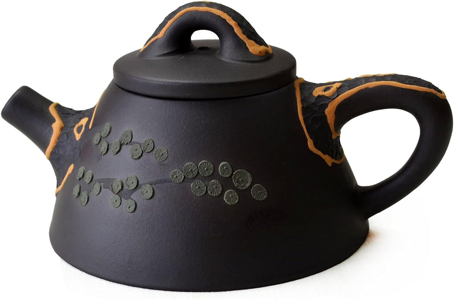 Teapot 180ml /6.2oz Chinese Yixing Clay Handmade Genuine Black Pot Infusers Tea Pine Bawang Shipiao