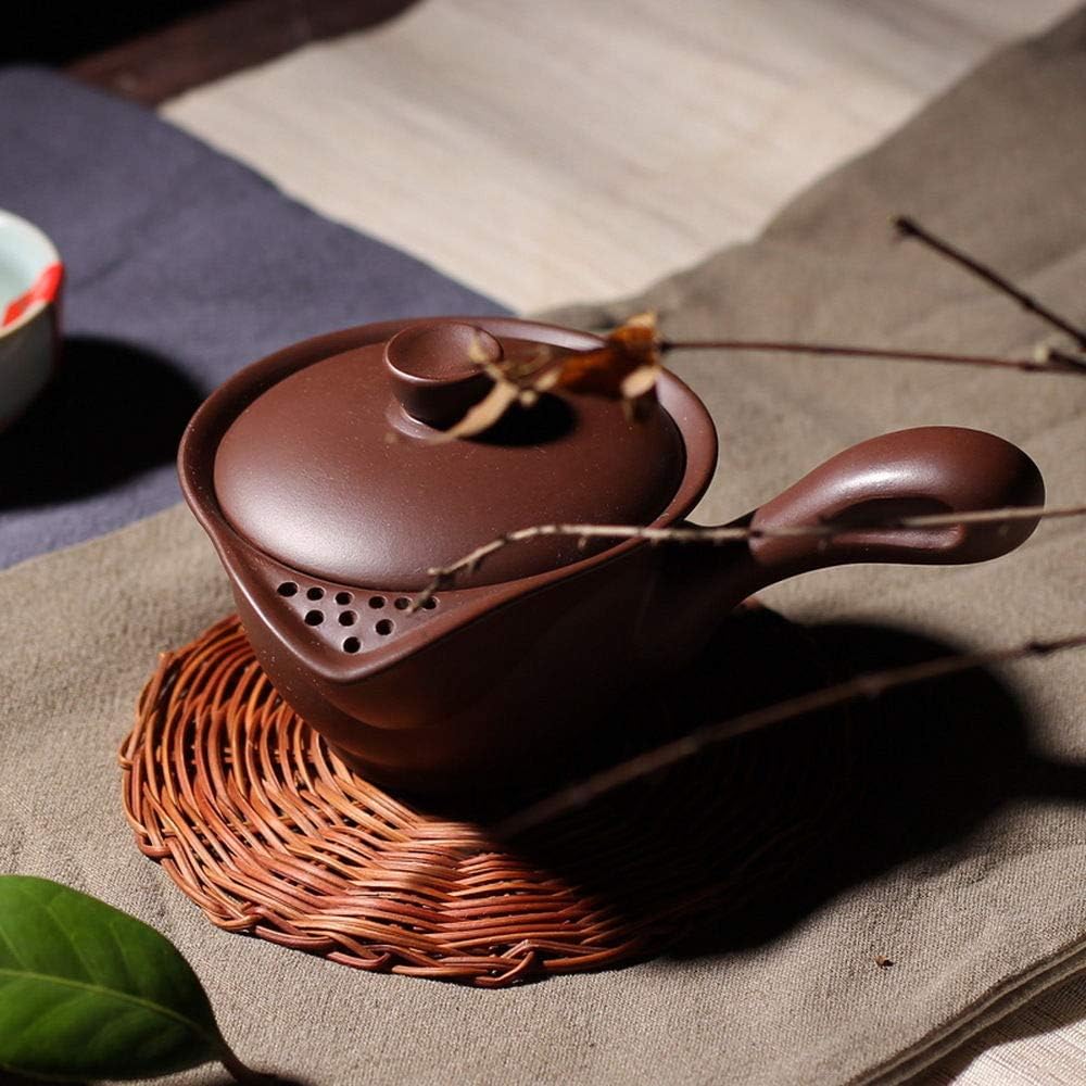 Yixing Zisha Clay Brown Side Handle Gaiwan Shaped Teapot with Filter 150ml