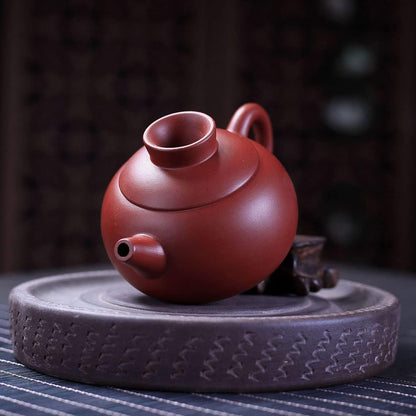 Teapot Chinese Gongfu Purple Sand Clay Red Pot Dahongpao Xishi for Loose Gongfu Tea (M Red SQ)