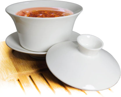 Jade Lee Gaiwan Porcelain Teacup White kung Fu Tea Service Set for Home Office Decoration (200ml)
