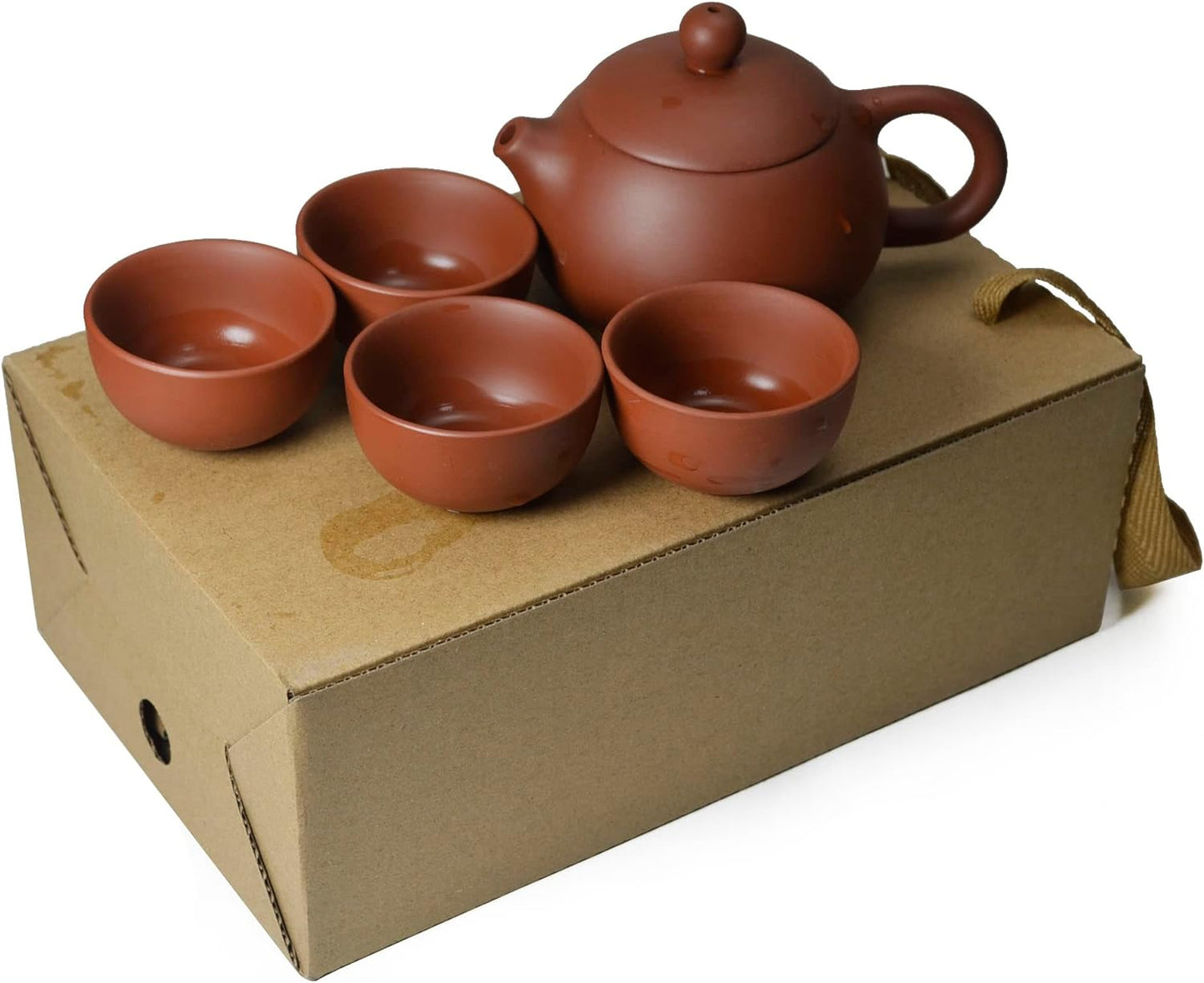 Teapot 5oz Chinese Zisha Xishi Beauty Style Set of 1 Pots 4 Cups 50ml Set Gongfu Tea Tool (Red)