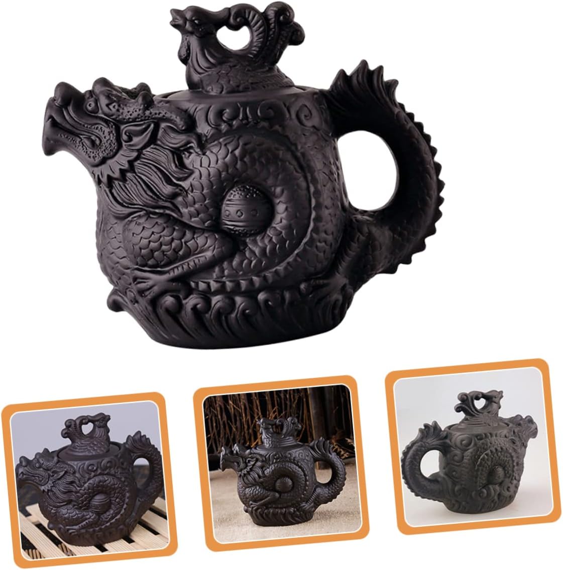 Alipis 2pcs Dragon Phoenix Purple Clay Teapot Tea Pets Gongfu cast iron tea kettle tea maker kettle clay zisha teapot tea pot cast iron teapot ceramic office mini herbal teapot