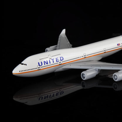 United Airlines B747 24-Hour Plane Model - Alloy Metal Aircraft - 1:400 Scale - Birthday &