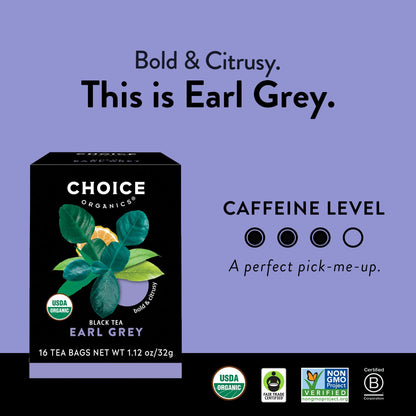 Choice Organics - Favorites Variety Pack Sampler (6 Pack) - Includes Earl Grey, Jasmine Green, Oolong, Rooibos, Cocoa Mint Puerh, and Grapefruit Honeybush Organic Teas - 96 Tea Bags