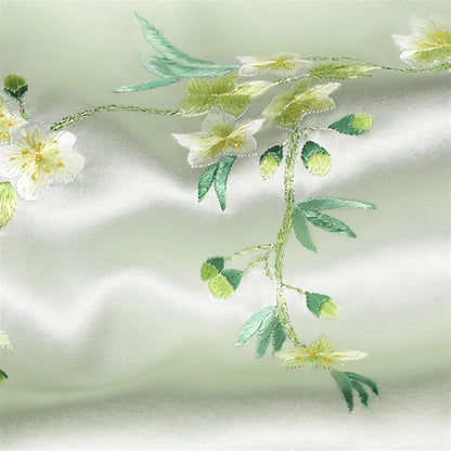 RAN Winter Warm Scarfs Double-Layer Soft Silk Scarf Shawl, 68.9" Long Lightweight Shawl Wrap, Embroidered by Hand with Floral Pattern