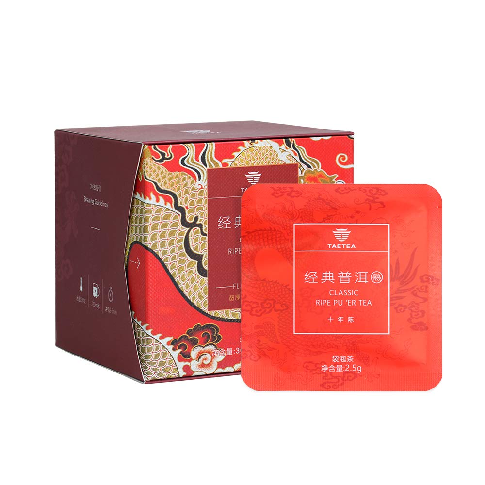TAETEA Puerh Tea Bags, Pu-erh Assorted Tea Sachets Pack with Aged Fermented Puerh Tea Loose Leaf 12 Bags (Rose)