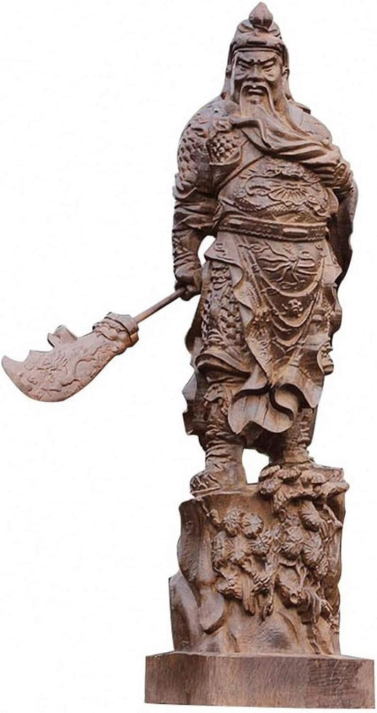 China Natural Ebony Black Wood Carved Guan Gong Yu Warrior God Statue (Size : 16" H x 4" L x 3.2" W) ()