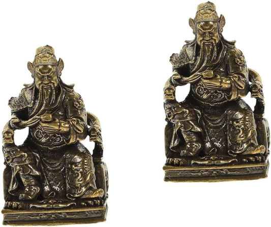 IMIKEYA 2pcs Antique Brass Ornaments Brass Guan Gong Figurines Vintage Brass Craft Home Supplies Statue for Home Delicate Adorn Desktop Brass Adorn Guan Yu Wen Wan God of Wealth