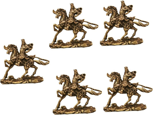BESTOYARD 5pcs God Statue Ornament Vintage Office Decor Prosperity Statue Good Lucky Decorations Horse Sculpture Chinese Sculpture Guan Chang Statue Kwan Kung Statue Guan Yu Brass Manual