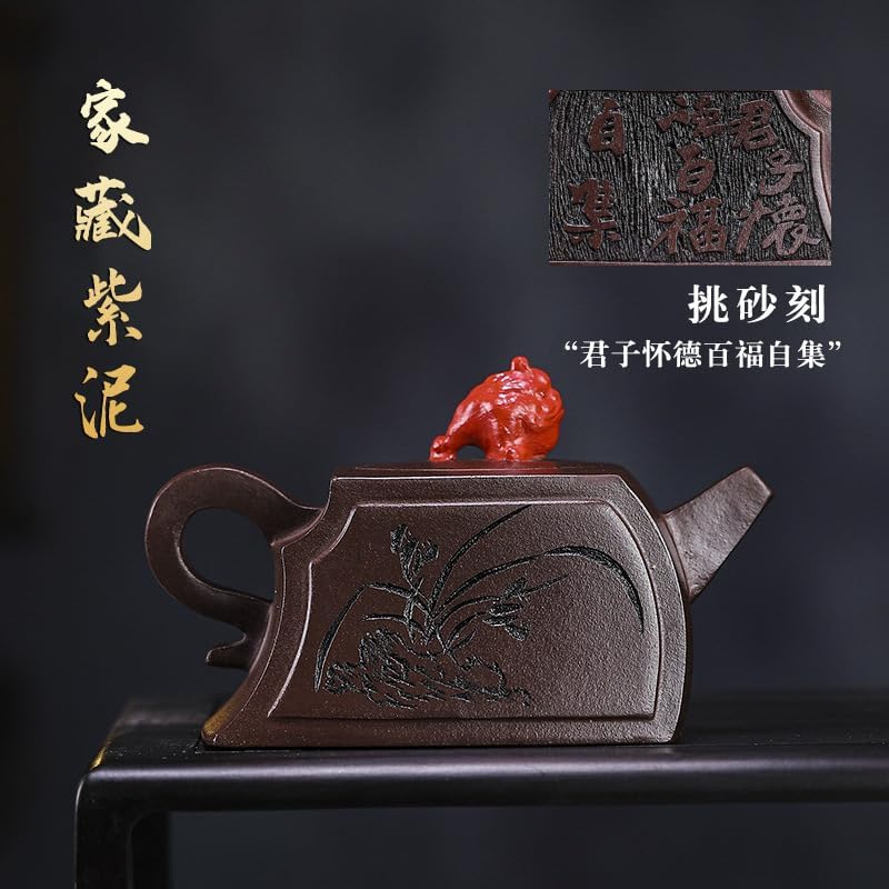 Handmade Zisha Teapot, Chinese Yixing Purple Clay Tea Pot 280cc,Chinese Kungfu Brew Infuser Loose Leaf Tea