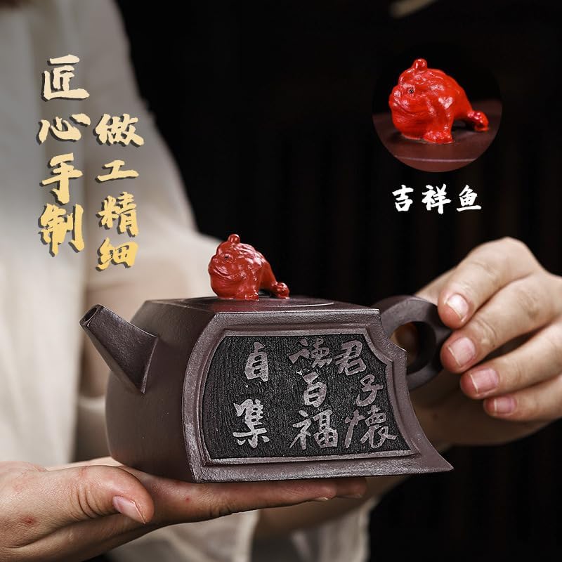 Handmade Zisha Teapot, Chinese Yixing Purple Clay Tea Pot 280cc,Chinese Kungfu Brew Infuser Loose Leaf Tea
