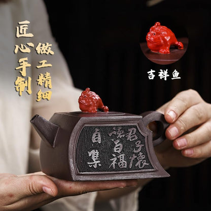 Handmade Zisha Teapot, Chinese Yixing Purple Clay Tea Pot 280cc,Chinese Kungfu Brew Infuser Loose Leaf Tea