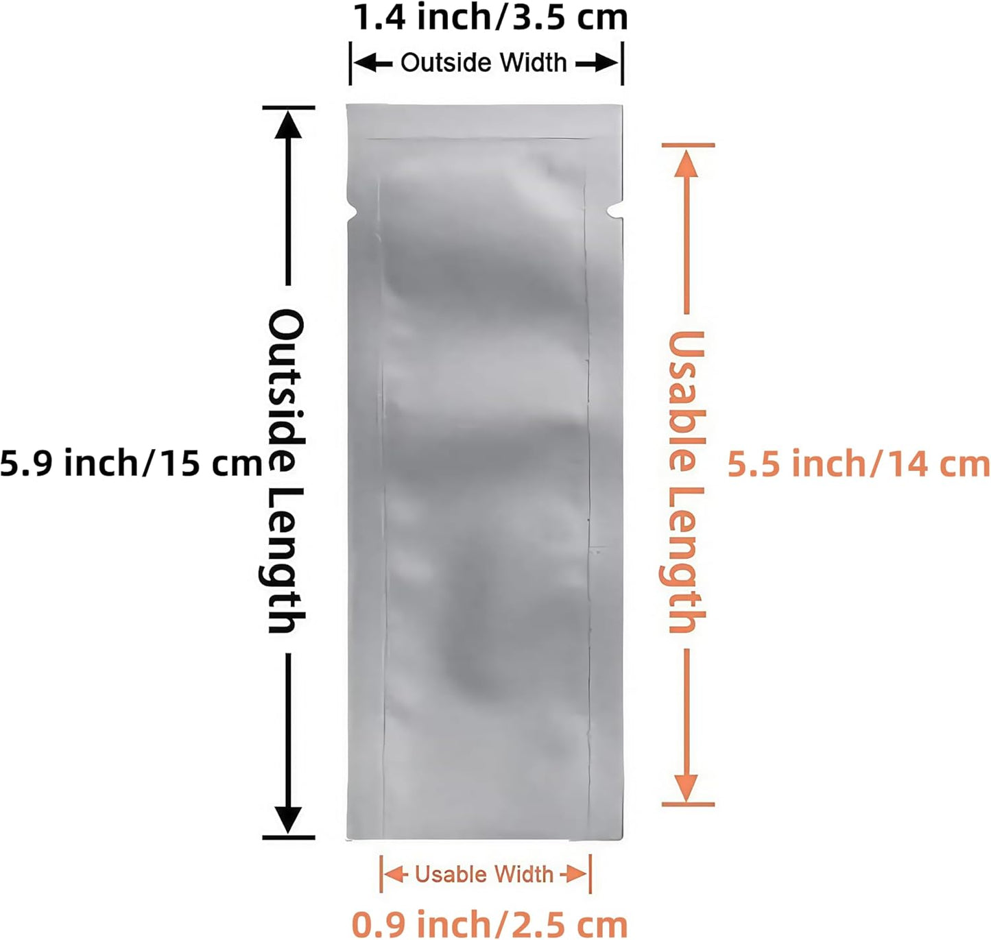 FERENLI 100 Pcs Clear Front Mylar Heat Seal Vacuum Travel Liquid Pouch 1.4x5.9 inch for Toiletries Portable Travel Size Aluminum Foil Sample Pouches with Tear Notch for Shampoo Skincare Food Storage