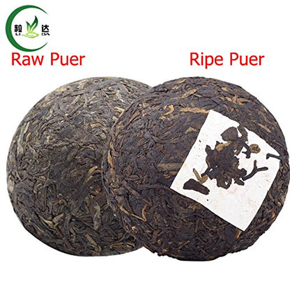 Lida - Menghai Tuo Cha Puerh Tea - 100g Ripe Black Pu'Erh Tea & 100g Raw Green Puer Tea - Chinese Pu Erh Tea Food