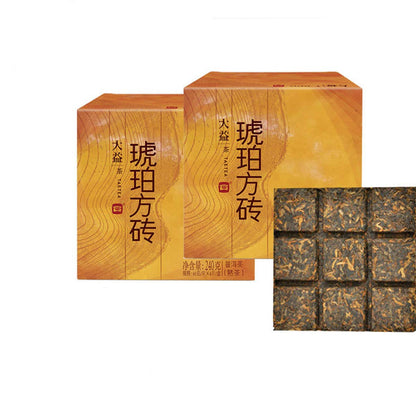 Dayi Amber Square Brick-shape Puerh Cake (Batch 1401) Shu Puer Tea TEATEA Ripe Puerh Cake Aged 2014 years (240)