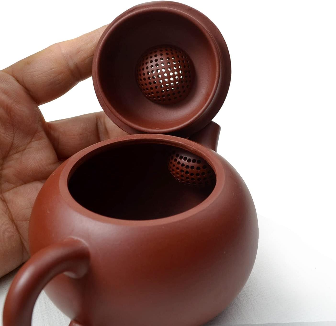 Teapot Chinese Gongfu Purple Sand Clay Red Pot Dahongpao Xishi for Loose Gongfu Tea (M Red SQ)