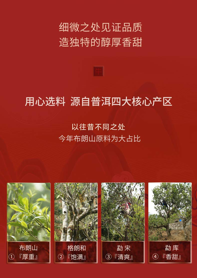 2021 "Ox year" Cake 4-famous-Mountain Collectable Old Tree Ripe Pu-erh 400g Shucha Haiwan Laotongzhi Chinese Pu'er Puer Tea