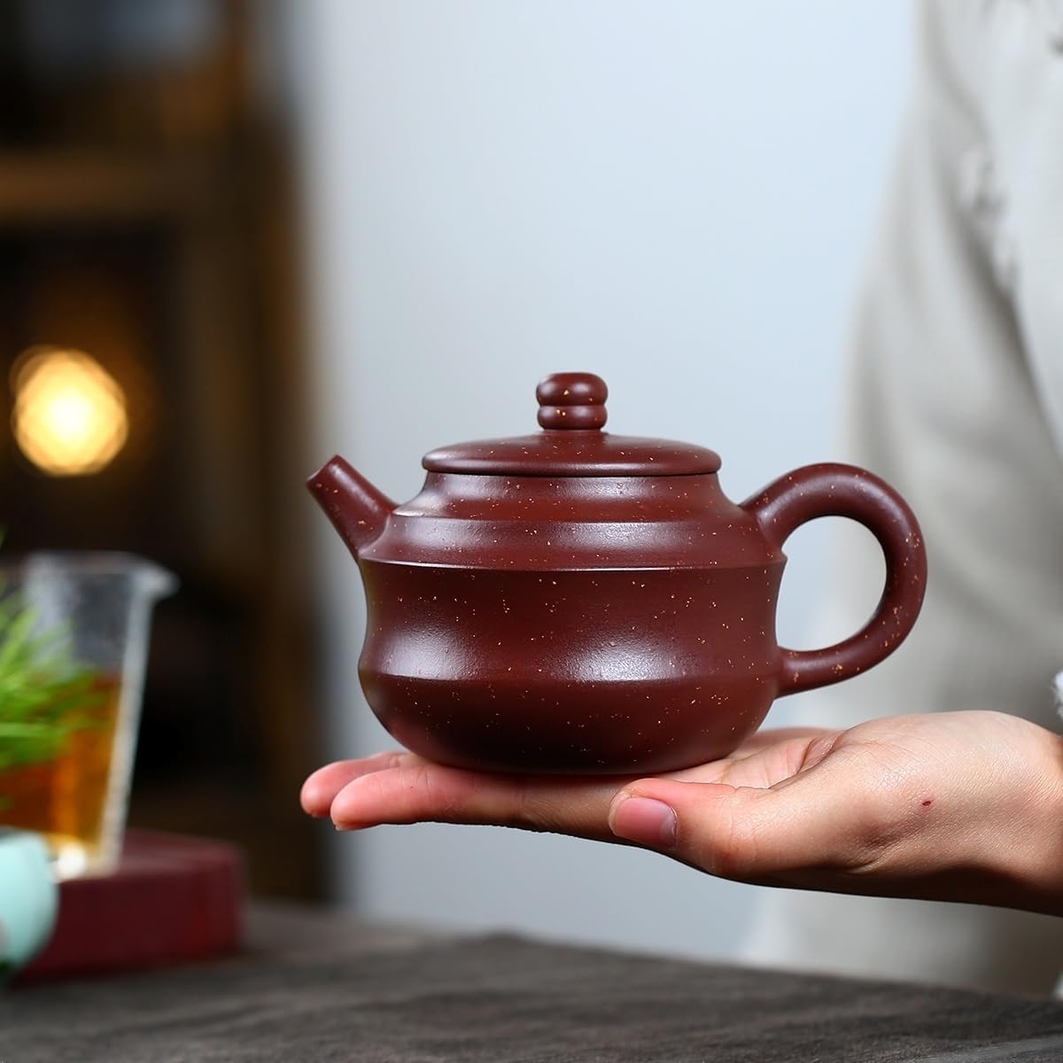 SILINE Precious Yixing Clay Small Teapot 8.8 Oz /260ml,Chinese Official Master Handmade Zisha Tea Poy,Infuse Brew Kung Fu Tea Maker (HanYun,Zhuni Red Clay)