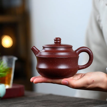 SILINE Precious Yixing Clay Small Teapot 8.8 Oz /260ml,Chinese Official Master Handmade Zisha Tea Poy,Infuse Brew Kung Fu Tea Maker (HanYun,Zhuni Red Clay)