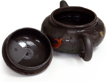 Yxhupot Teapot 8.6oz Chinese Yixing Genuine Black Clay Zisha Classics Pot Infusers Tea (Pot Fangfu HJG Fish)