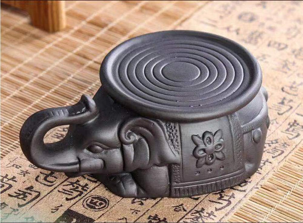 Handmade Teapot Pad, Chinese Yixing Elephant Teapot Holder, Zisha Kung Fu Ceramic Purple Sand Teapot Pad, Tea Tray Decor Tea Pet Accessories (balck)