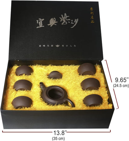 Dahlia Zisha 7 Pcs Gongfu Tea Set in Gift Box (Tea Pot + 6 Tea Cups), Bamboo