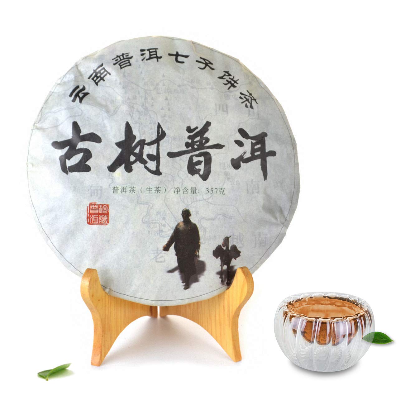 XJhoma Raw Uncooked Puerh Tea Cake Brick China Yunnan Puer Tea Long-term Storage [Cake E, about 357g]