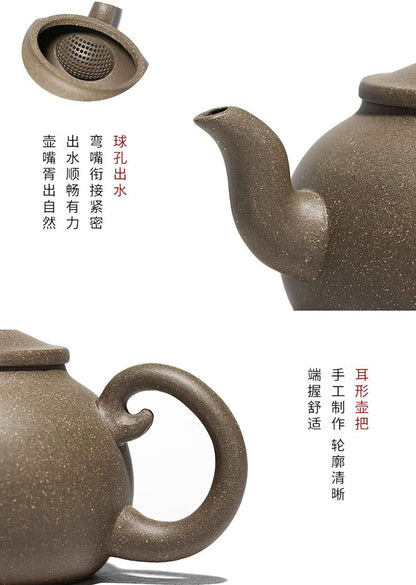 Chinese Yixing Zisha Clay Teapot Handmade Ruyi Tea Pot Gray Spherical Filter for Loose Tea