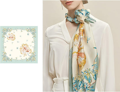 RAN Winter Warm Scarfs Silk Scarf 35.4 Inches Satin Head Scarf Silk Hair Wrap Neck Scarf, Women's Autumn Silk Large Square Scarf