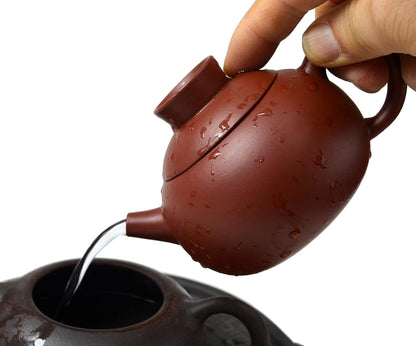 Teapot Chinese Gongfu Purple Sand Clay Red Pot Dahongpao Xishi for Loose Gongfu Tea (M Red SQ)