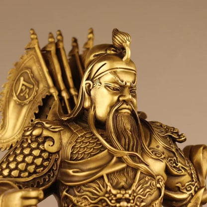 Pure Copper Chinese Feng Shui Guan Gong Statue God of Wealth Home and Office Decoration Wu God of Wealth Guan Yu Statue Best Furnishings Gifts