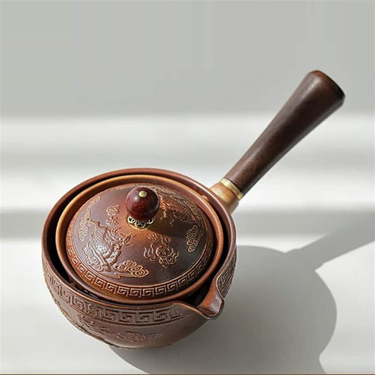 Chinese/Japanese Tea Set Portable Flower Exquisite Ceramic Chinese Gongfu Kung Fu Teapot Set Handle Side-handle Pot Cup Teaware Portable Teapot Set Tea Gift set (Size : A)