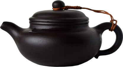 Teapot Chinese Yixing Genuine Black Clay Zisha 11oz Classics Fanggu Pot Infusers Tea (Zini purple clay)