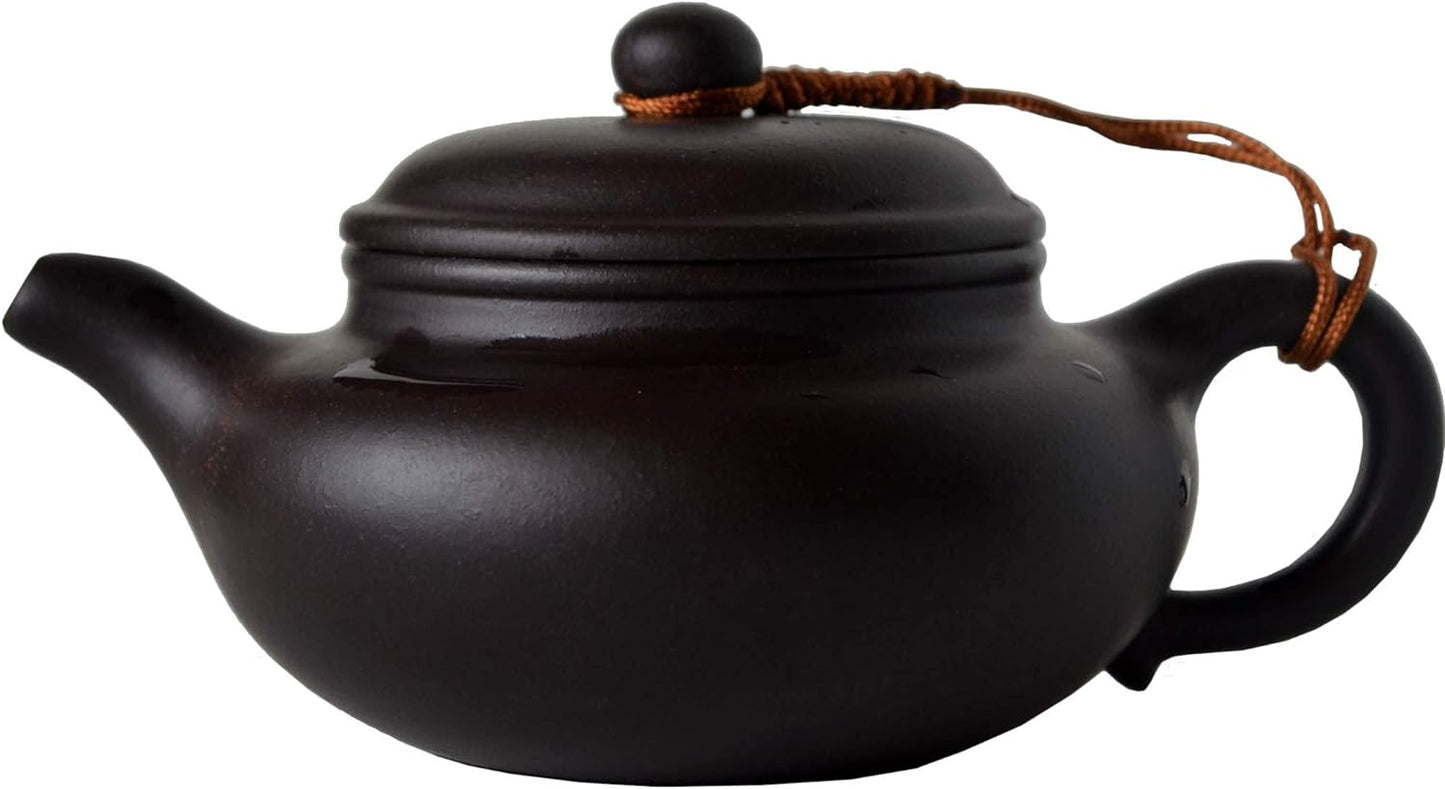 Teapot Chinese Gongfu Genuine Black Clay Zisha 10oz Classics Fanggu Pot Infusers Tea (Zini purple clay)
