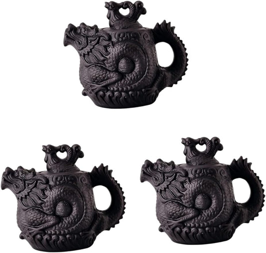 Cabilock 3pcs Dragon Phoenix Purple Clay Teapot Dragon Teapot Purple Clay Tea Pot Water Boiling Pot Porcelain Kettle Clay Zisha Teapot Tea Maker Kettle Boiling Water Pot Travel Ceramics