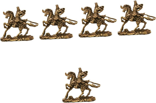 Cabilock 5pcs God Statue Ornament Office Decor Home Decor Feng Shui Statue Table Top Decor Wealth Symbol Desktop Decor Compact Brass Figure Home Adornment Home Ornament Classic Guan Yu