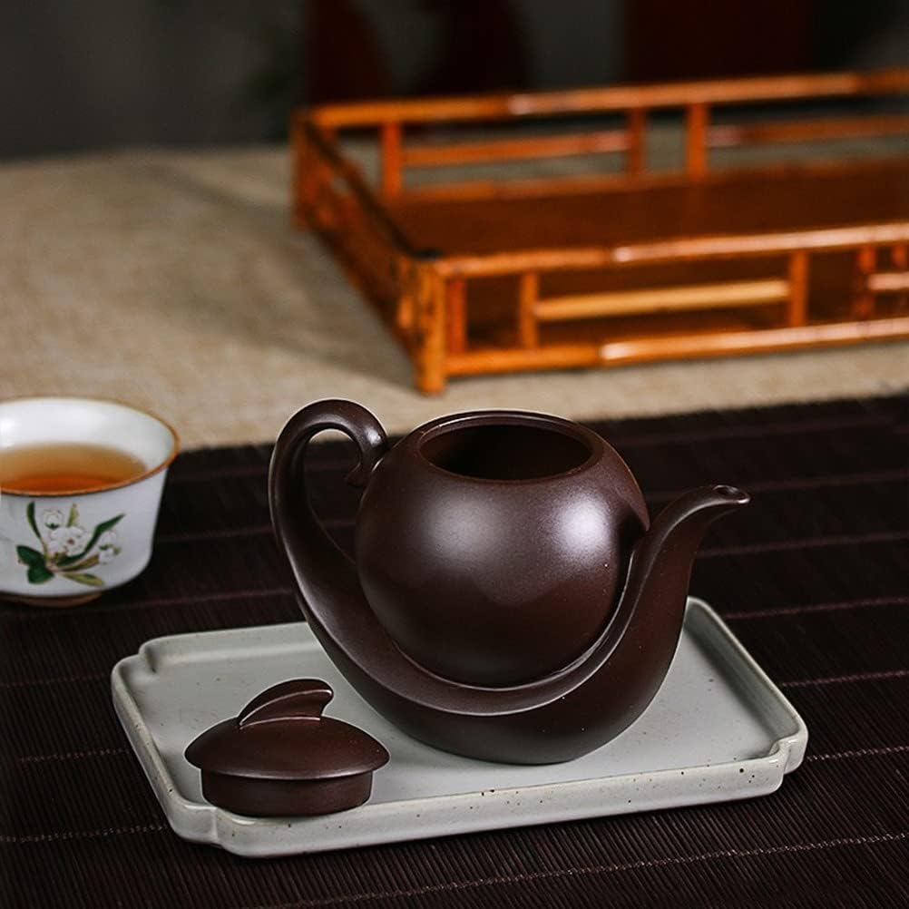 Slowtee Handmade Purple Clay Teapot, Traditional Chinese Kungfu Zisha Tea Kettle for Tea Table, Tea Ware Accessories for Enjoying Tea Ceremony, 15cm x 12cm(5.9in x 4.7in)