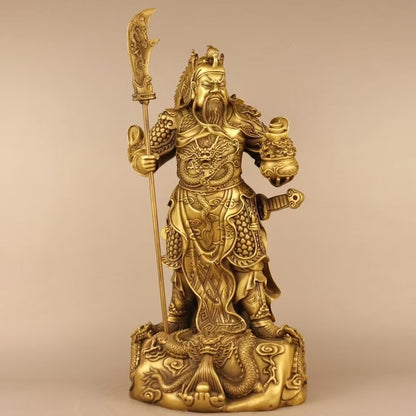 Pure Copper Chinese Feng Shui Guan Gong Statue God of Wealth Home and Office Decoration Wu God of Wealth Guan Yu Statue Best Furnishings Gifts