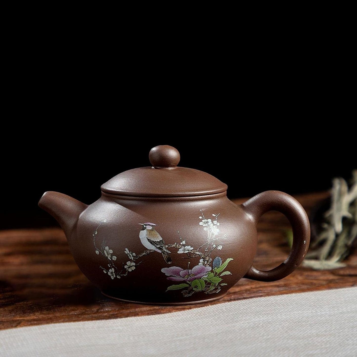 Fenteer Zisha Teapot Chinese Tea Pots Handmade for Home Office Collectibles Teaware Gift Decoration Loose Tea Hand Painted Tea Maker Kung Fu Teapot, 170ml Spring