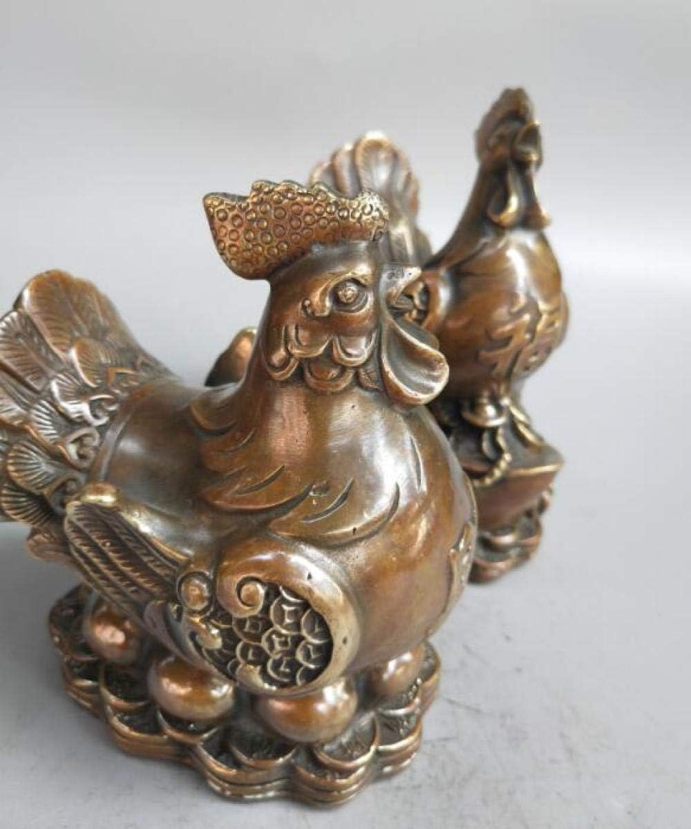 Figurin Statues for Home Decor Brass Cock and Hen Wealth Statue A Pair