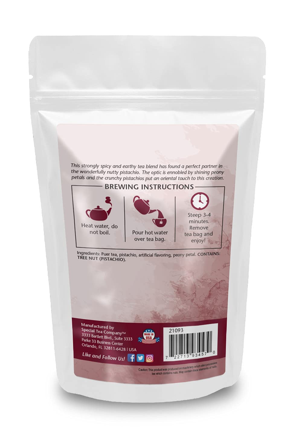 SpecialTea Company Pu-erh Pistachio Pu'erh Tea - 20 Tea Bags