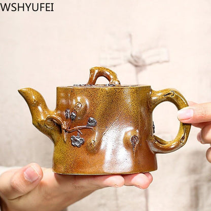 200ml Yixing Antique Wooden Kiln Change Teapot Zisha Teapot Handmade Kettle Chinese Tea Ceremony