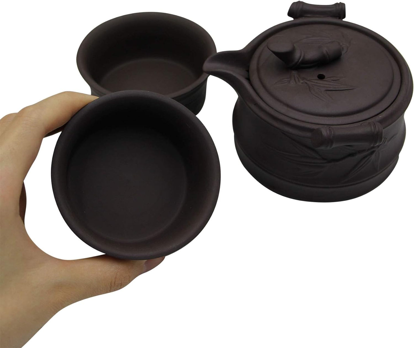 RARITYUS Portable Travel Kung Fu Tea Pot Cup Handmade Yixing Zisha Tea Set Ceramic Teapot Teacups with Tea Tray Travel Bag for Outdoor Picnic