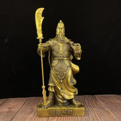 Pure Copper Chinese Feng Shui Guan Gong Statue God of Wealth Home and Office Decoration Wu God of Wealth Guan Yu Statue Best Furnishings Gifts