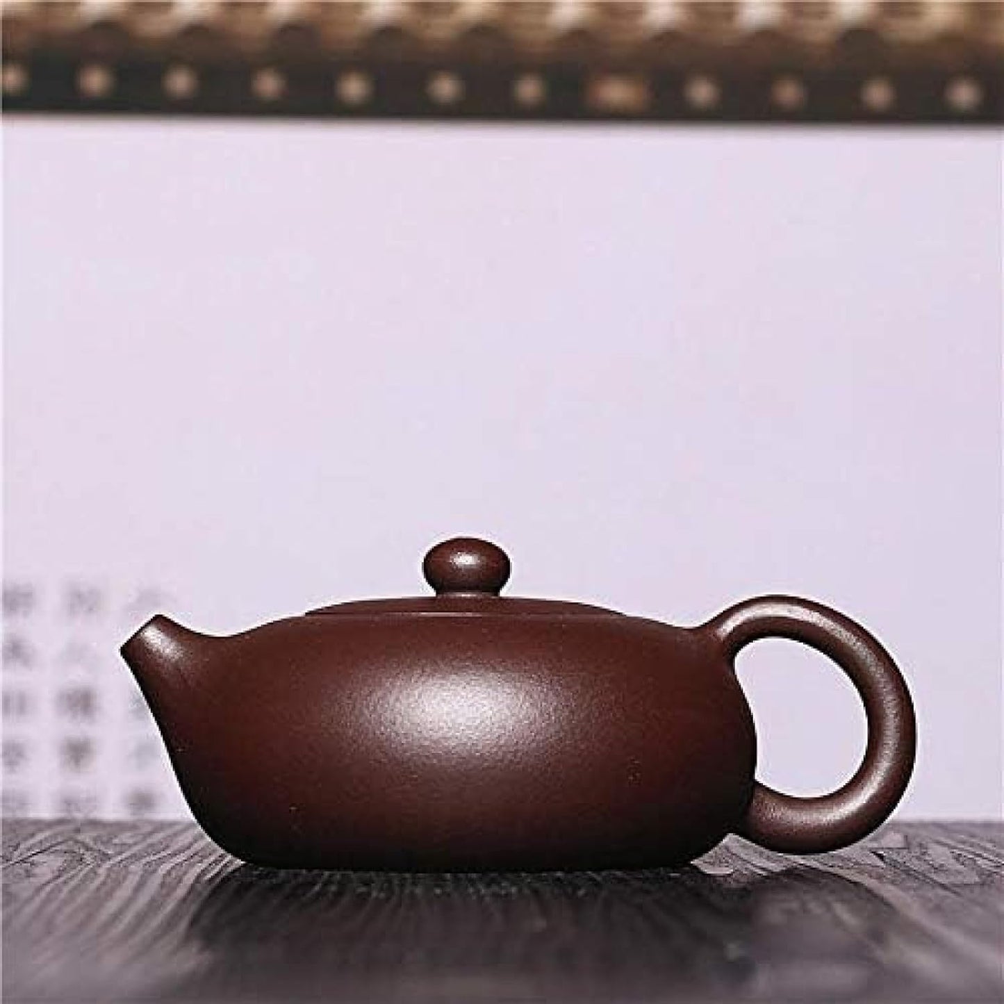 Zisha Teapot Purple Clay Teapot Handmade,220ml Capacity Teapot Purple Clay Ball Hole Flat Kung Fu Tea Set