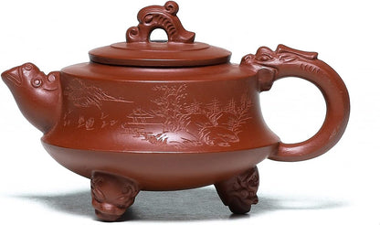 SILINE Zisha Teapot 8.6Oz,Genuine Handmade Yixing Clay Tea Pot with Filter,Chinese Kung Fu Infuse Brew Tea Maker Set