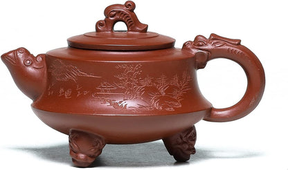 SILINE Zisha Teapot 8 Oz,Genuine Handmade Yixing Clay Tea Pot with Filter,Chinese Kung Fu Infuse Brew Tea Maker Set