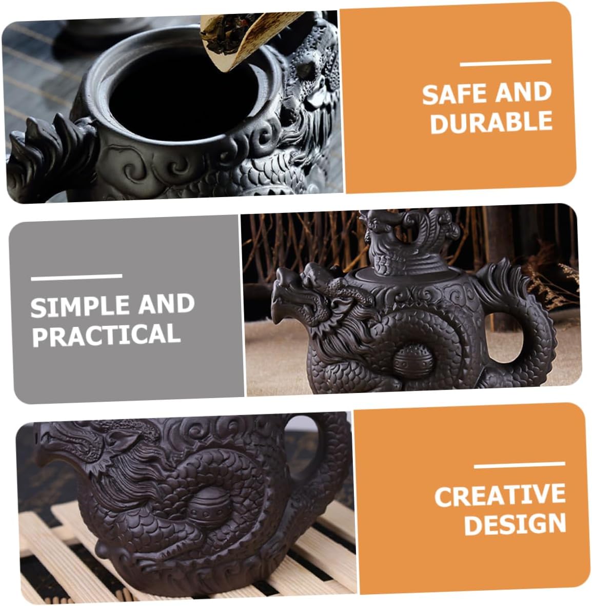 PRETYZOOM Dragon Phoenix Purple Clay Teapot Brass Teapot Tea Kettle Ceramic Zisha Teapot Purple Clay Tea Pot Frog Teapot Tea Pots for Loose Tea Exquisite Tea Pot Ceramics Office Japan